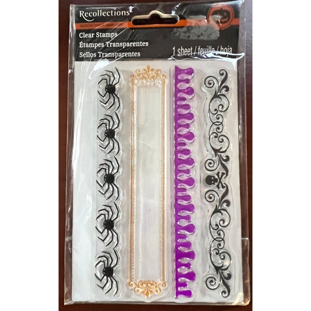 2013 Recollections Halloween 288160 Clear Stamps Set  Spider Lace Scrolls